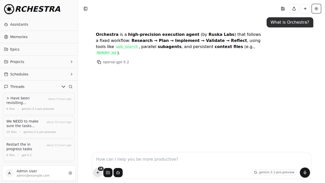 Conversation view with user message and AI response