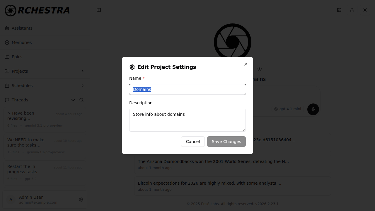 Edit Project Settings dialog