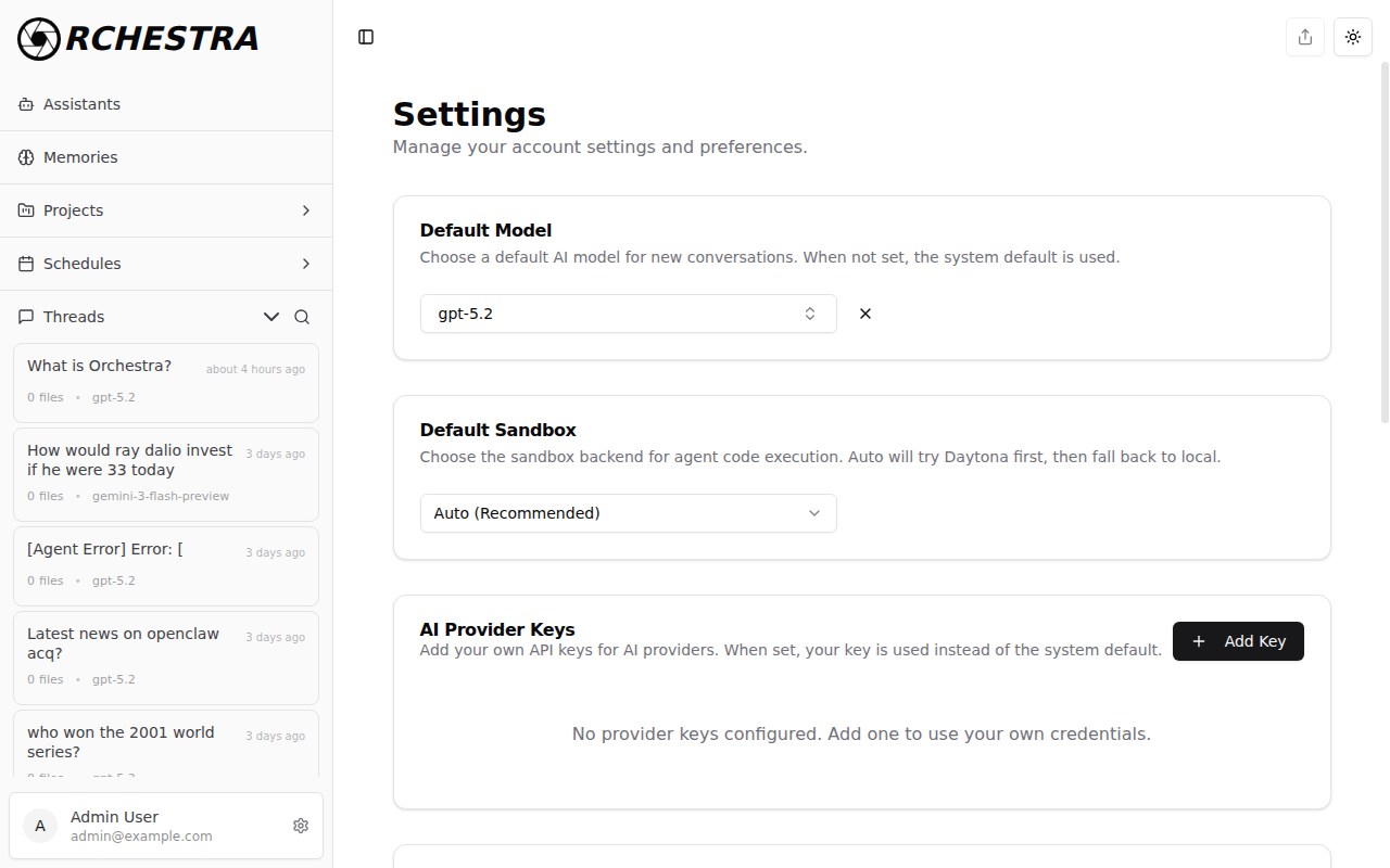 Settings Page