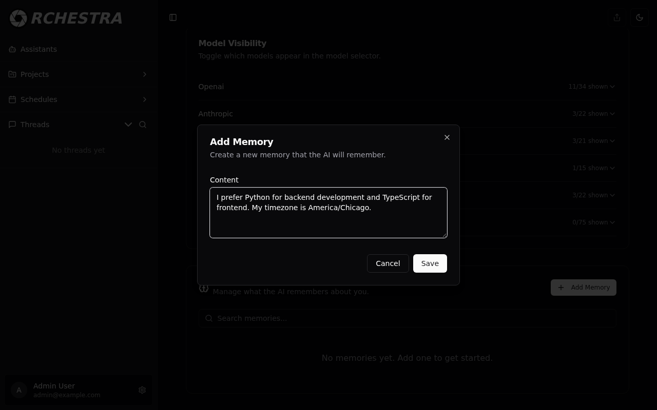 Add Memory Dialog